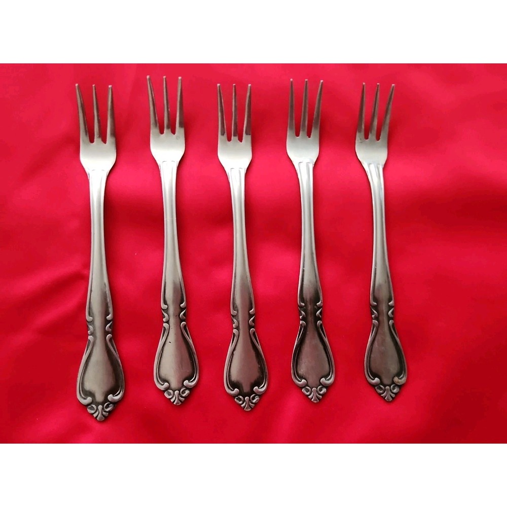 Vintage AMC Creon Stainless Steel Cocktail Seafood Forks Set of 5 Japan MCM